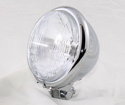 Classic Bates style 5-3/4 inch bottom mounted headlight. 