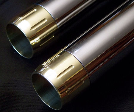 DeVille Cycles Speedline brass exhaust tips.