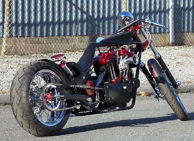 "Hustler" pro-street custom by DeVille Cycles... no frills... just thrills! First place Radical Sportster at 2007 Daytona Bike Week Boardwalk Classic, built by DeVille of Lehigh Valley, PA.