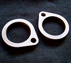 DeVille Shovelhead Exhaust Flanges for custom exhaust building are laser cut from beefy  inch thick steel plate.