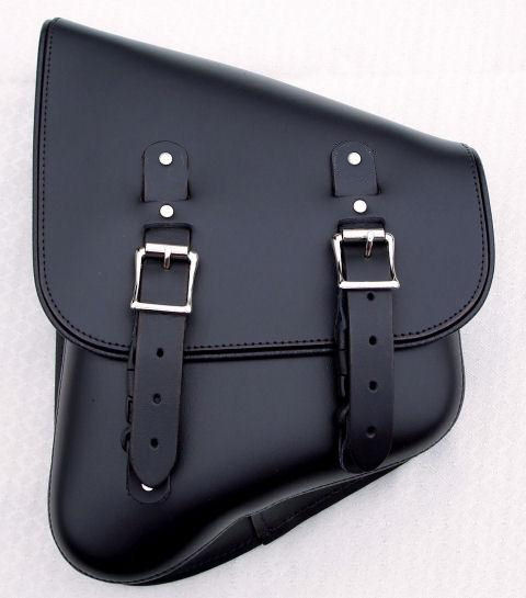 DeVille Stash Bag left side chopper saddlebag in black leather.