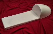 Universal fiberglass cafe tail section from DeVille with a white gel coat finish. Great for your next cafe bike project.