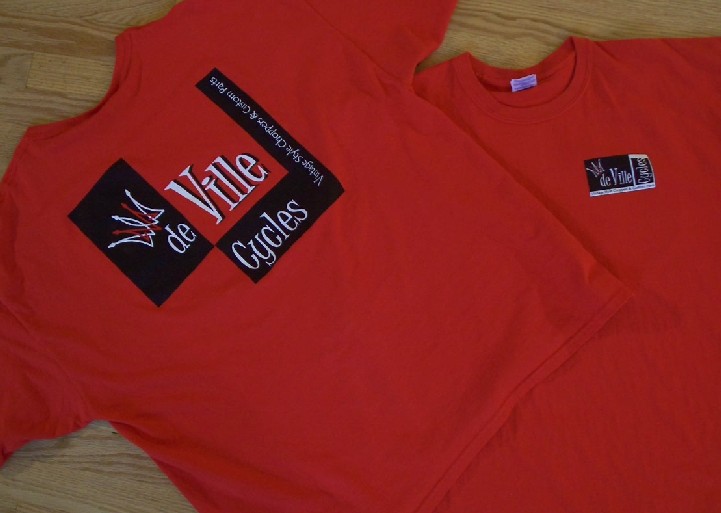 High quality 100% cotton red t-shirts with black and white print.