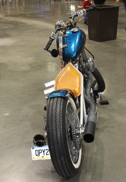 Split gas and oil tanks, VEE-Bar handlebars, brass risers and Model A tail lights available from www.DeVilleCycles.com