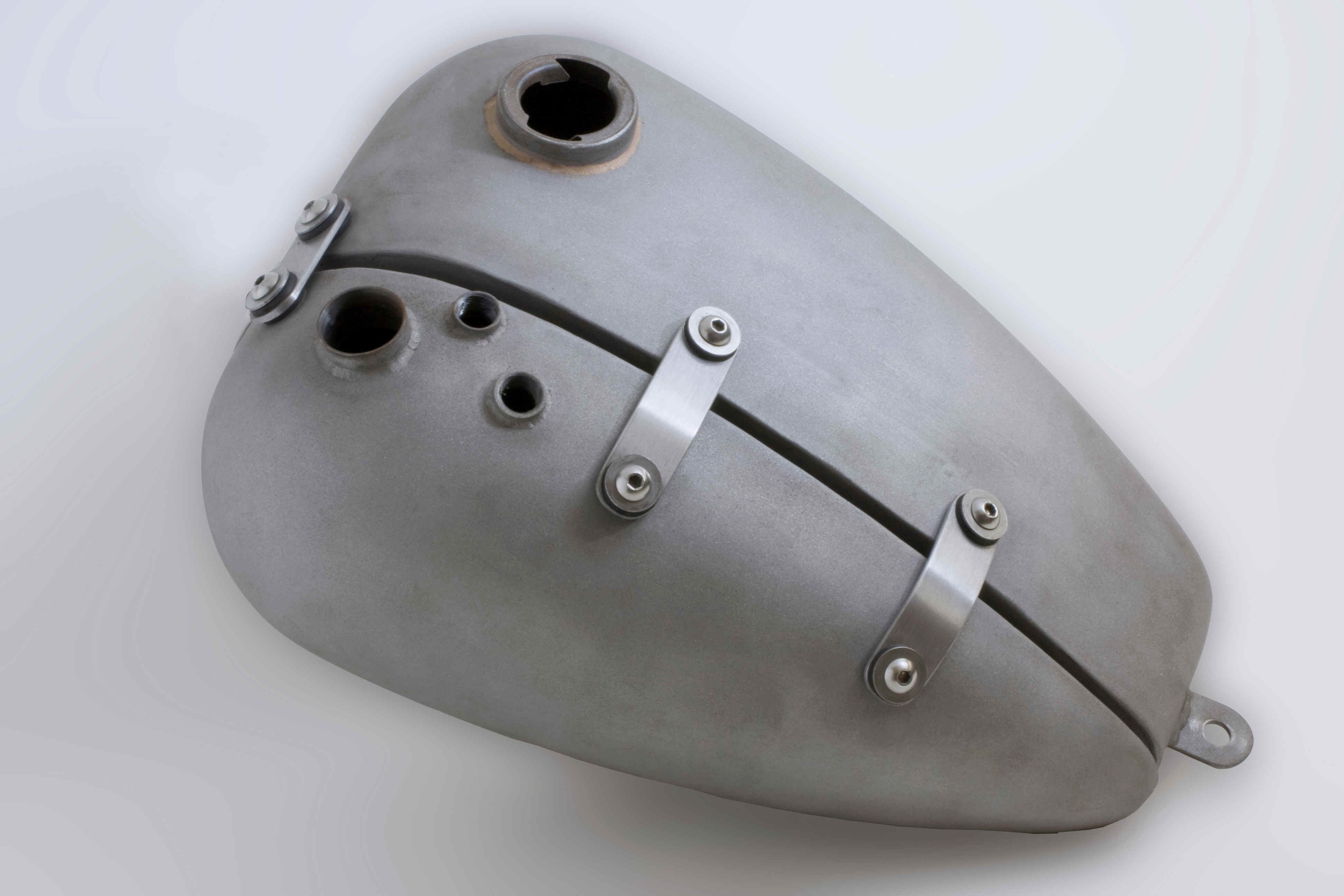 Unique split gas and oil tanks set, only available from DeVille Cycles.