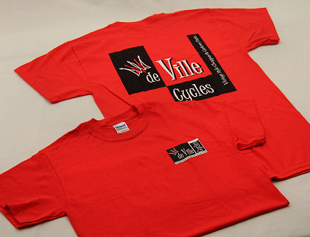 Mens and ladies DeVille Cycles t-shirts available here.
